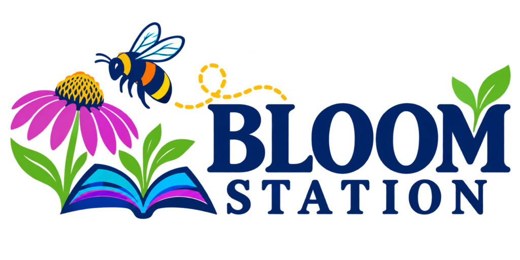 BLOOM Station. Hearth and Hive's Educational Pollination learning garden.